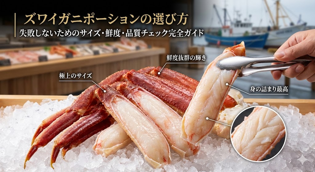 ズワイガニポーションの選び方｜失敗しないためのサイズ・鮮度・品質チェック完全ガイド