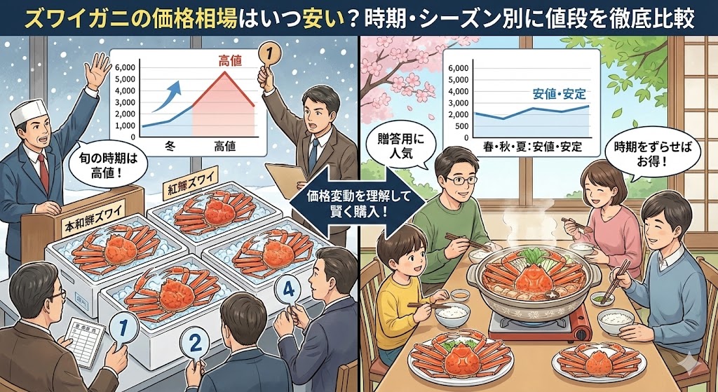 ズワイガニの価格相場はいつ安い？時期・シーズン別に値段を徹底比較
