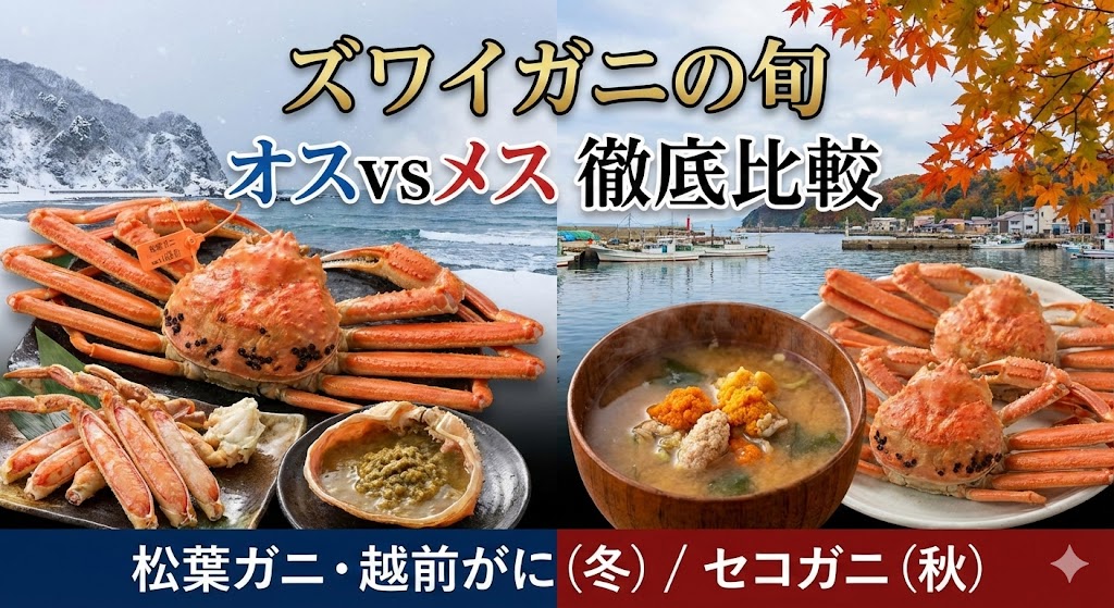 ズワイガニの旬はオスとメスで違う？時期・味・漁期を徹底比較【松葉ガニ・越前がに・セコガニ】